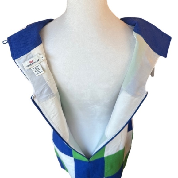 Vineyard Vines Color Block Green Blue White Sleeveless Dress Size 8 - Picture 8 of 13